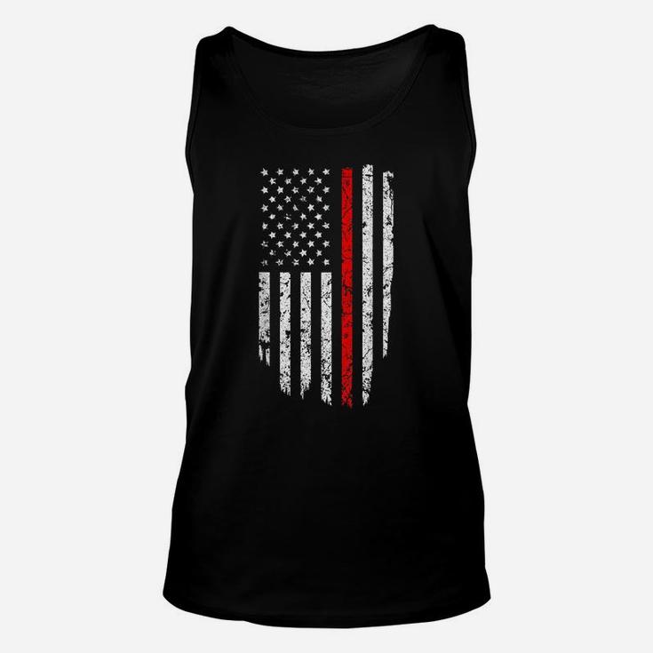 Thin Red Line American Flag  Cool Firefighter Support Unisex Tank Top