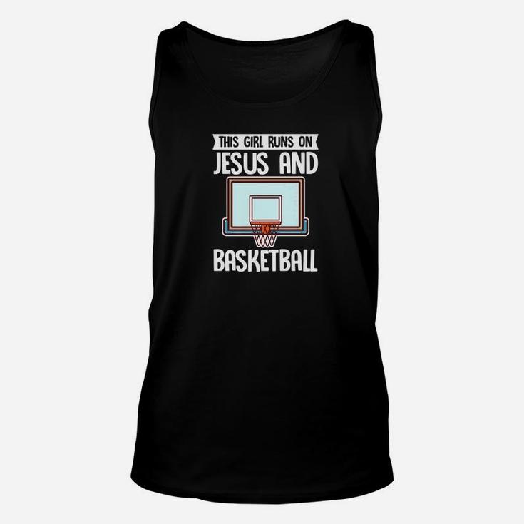This Girl Runs On Jesus And Basketball Player Gift Unisex Tank Top