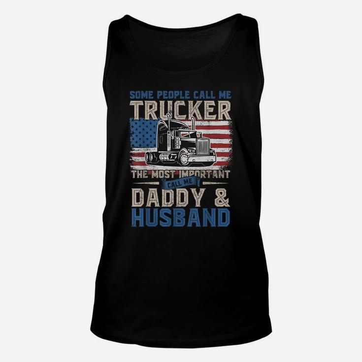 Truck Driver Gift, Trucker Daddy, Husband, Us Flag Unisex Tank Top