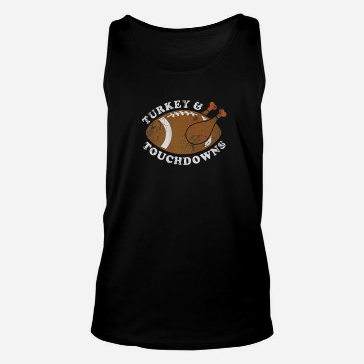 Turkey And Touchdowns Football Thanksgiving Unisex Tank Top