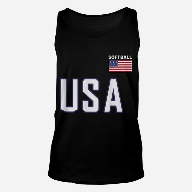 Usa Flag Softball  Pocket Team Jersey Gift Top Tee Unisex Tank Top