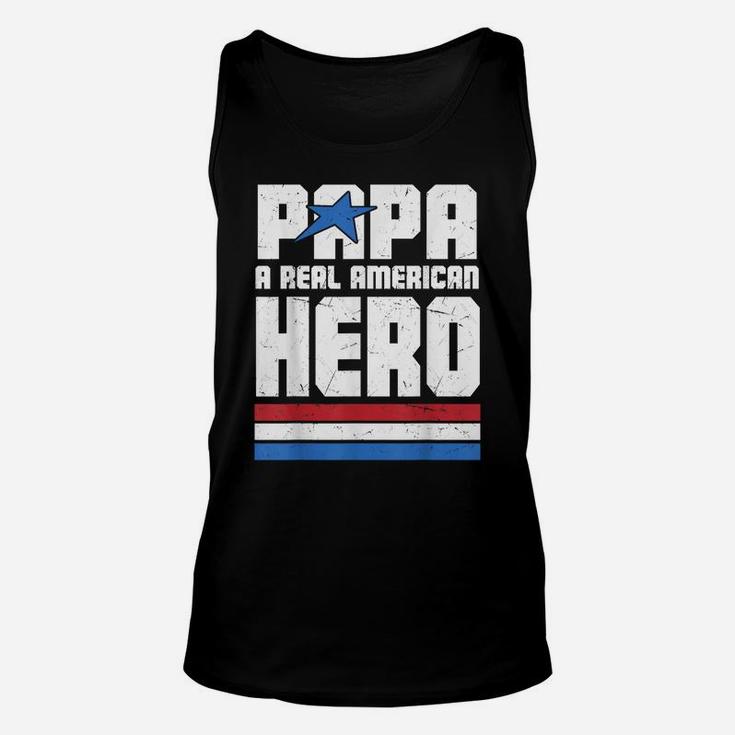 Veteran 365 Papa Real American Hero Tee Fathers Day Gift Men Unisex Tank Top