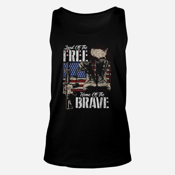 Vintage Land Of The Free Home Of The Brave US Army Veteran Unisex Tank Top