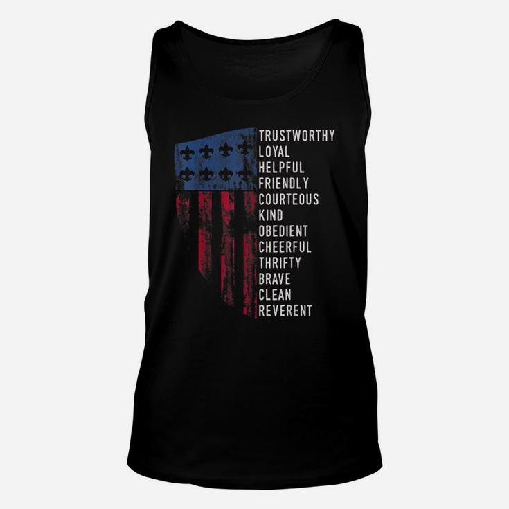 Vintage Scouting Gift | Us America Flag Scouting Law Unisex Tank Top