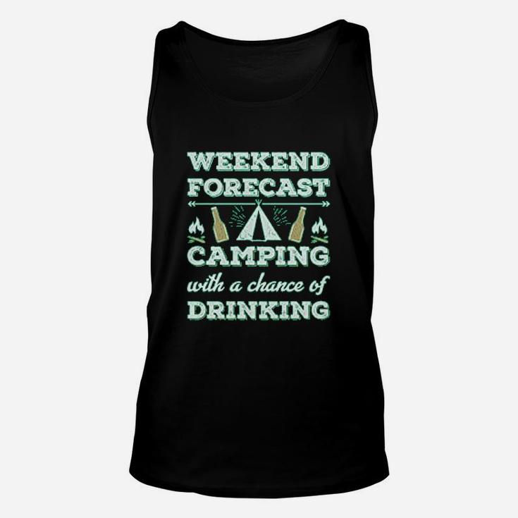 Weekend Forecast Camping Drinking Funny Camping Gift Unisex Tank Top