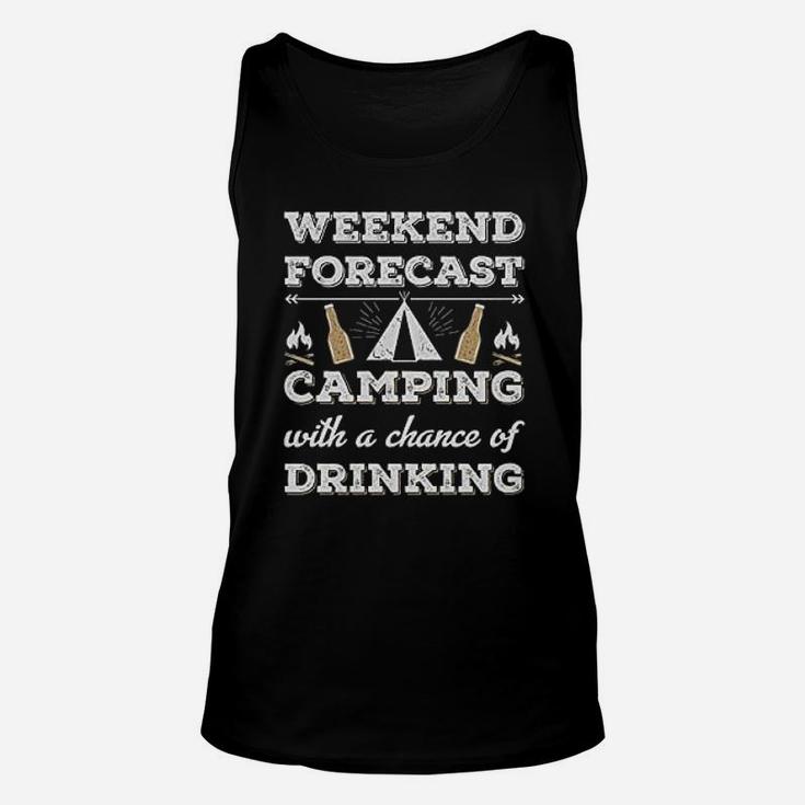 Weekend Forecast Camping With Drinking Funny Camping Gift Unisex Tank Top