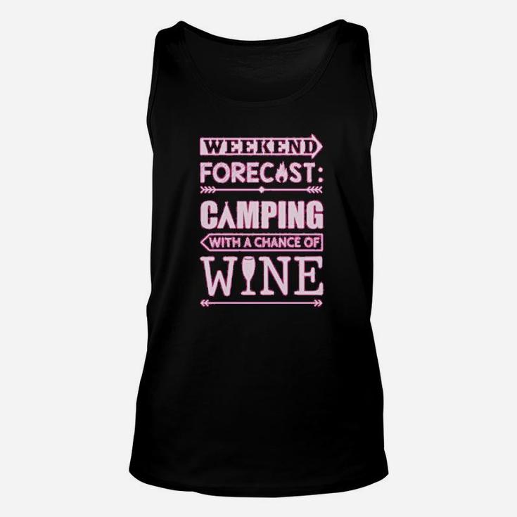 Weekend Forecast Camping With Wine Funny Camping Unisex Tank Top
