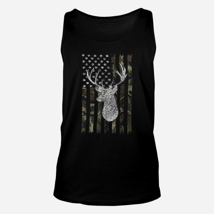 Whitetail Buck Deer Hunting American Camouflage Usa Flag Unisex Tank Top