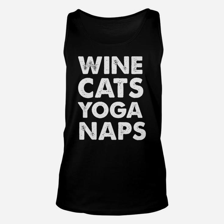 Wine Cats Yoga Naps Lover Best Vintage Gift Unisex Tank Top
