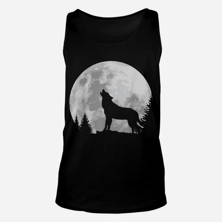 Wolf Shirt Full Moon Forest Howling Nature Hunting Gift Unisex Tank Top