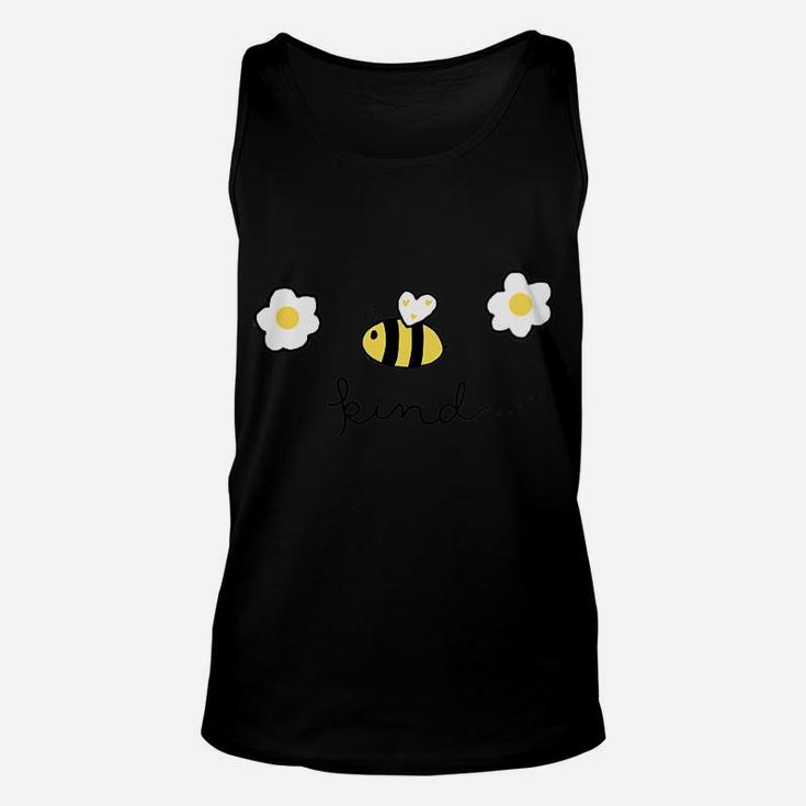 Womens 'Bee' Kind Cute Bumble Bee & Daisy Flowers Graphic Unisex Tank Top