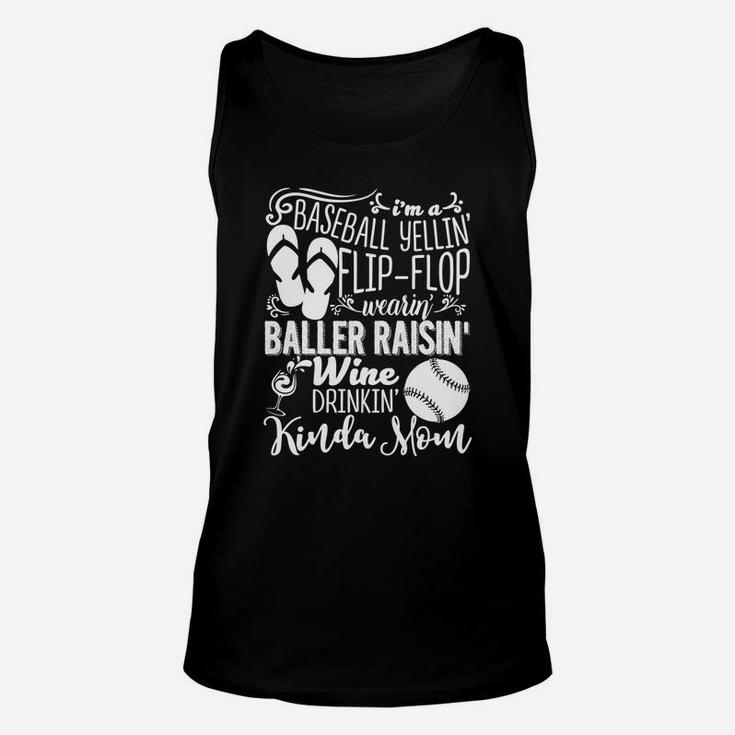 Womens Flip Flop Wearing Ballers Raisin Wine Drinkin Baseball Mom Unisex Tank Top