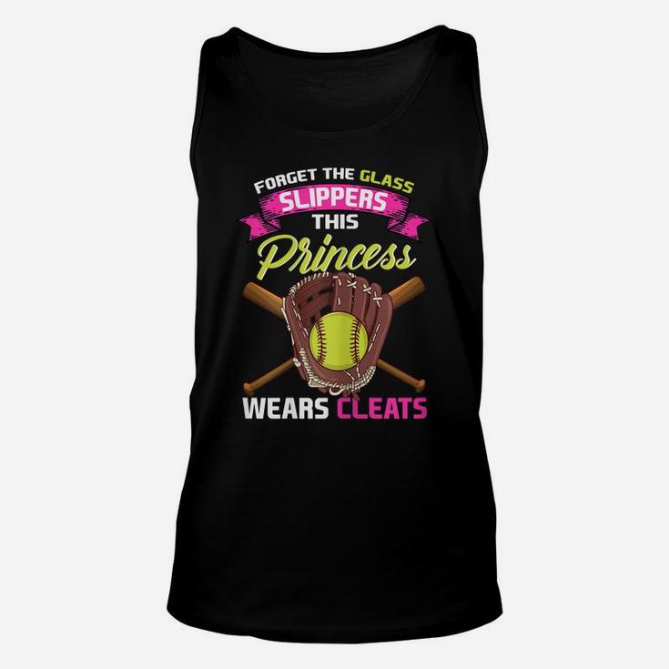 Womens Softball Forget Glass Slippers This Princess Wears Cleats Unisex Tank Top