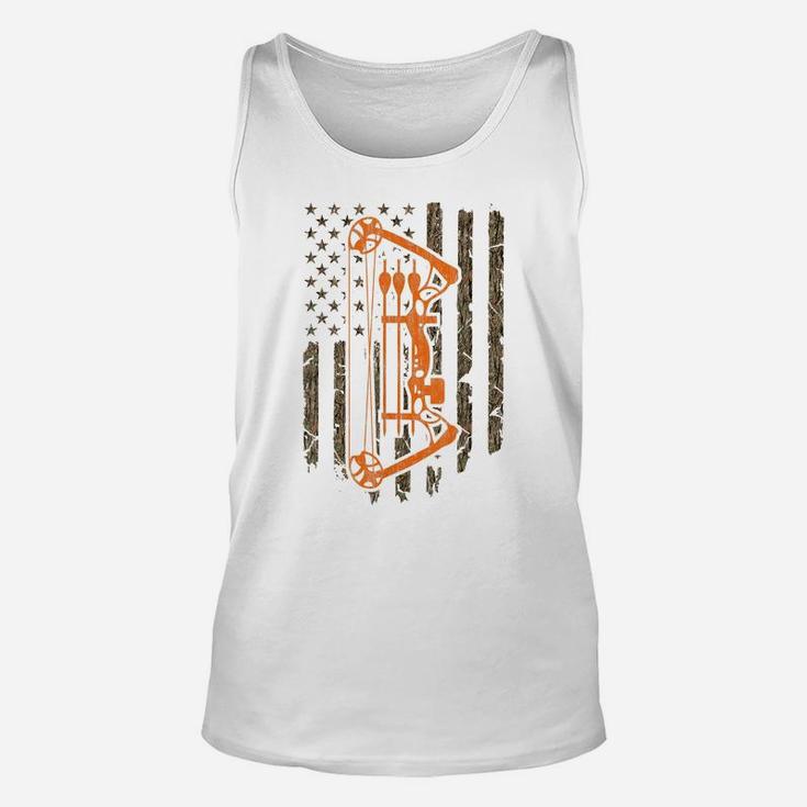 Bow Hunting Gift Usa American Flag Hunter Tree Camouflage Unisex Tank Top