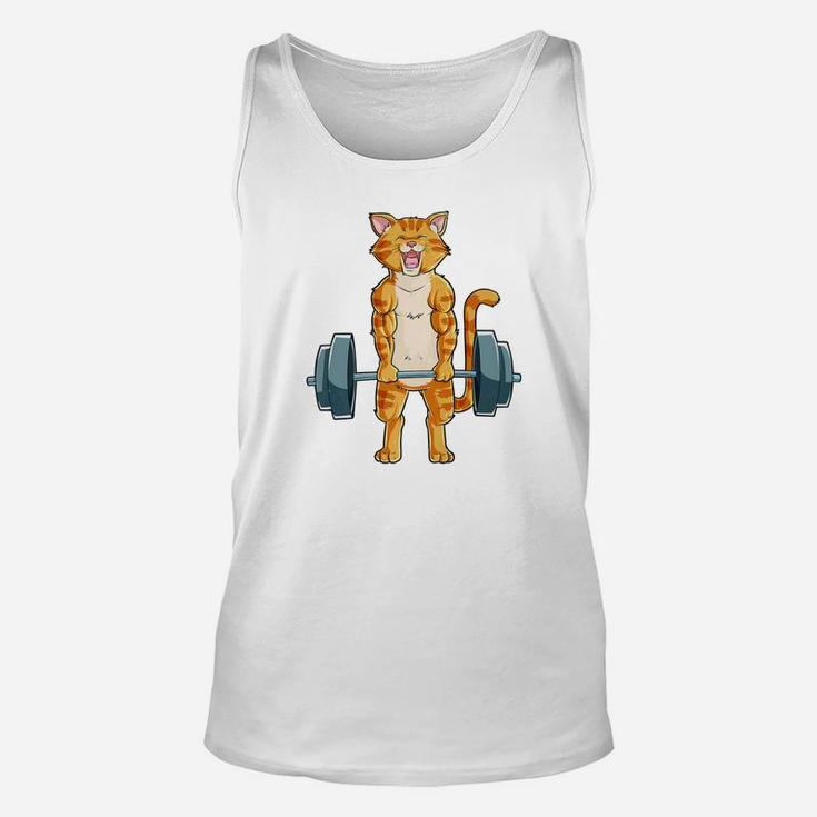 Cat Deadlift Powerlifting Gym Lifting Weights Tee Unisex Tank Top