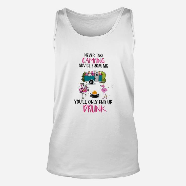 Flamingo Never Take Camping Advice From Me Unisex Tank Top