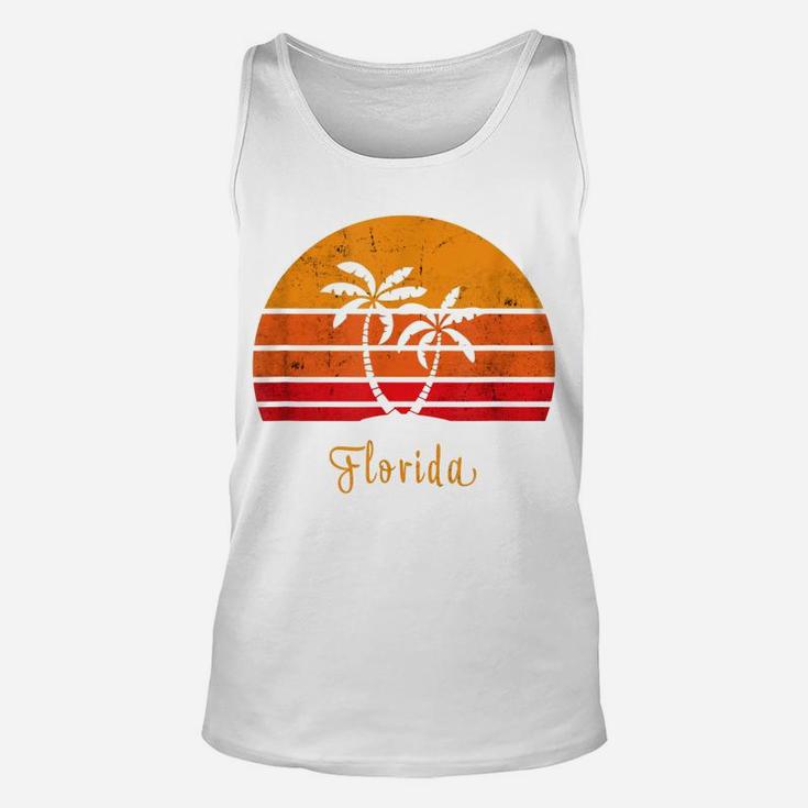 Florida Retro Vintage Sunset Palm Tree Tropical Beach Sunset Unisex Tank Top