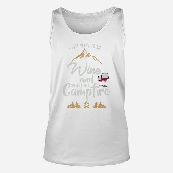 Funny Camping For Wine Lovers Womens Campfire Gift Unisex Tank Top