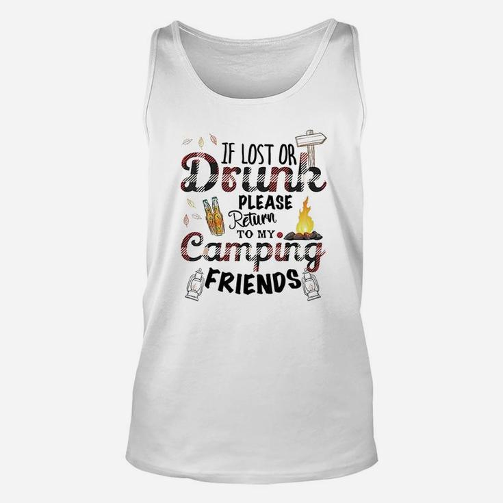 Funny Camping With Sayings If Lost Or Drunk Unisex Tank Top
