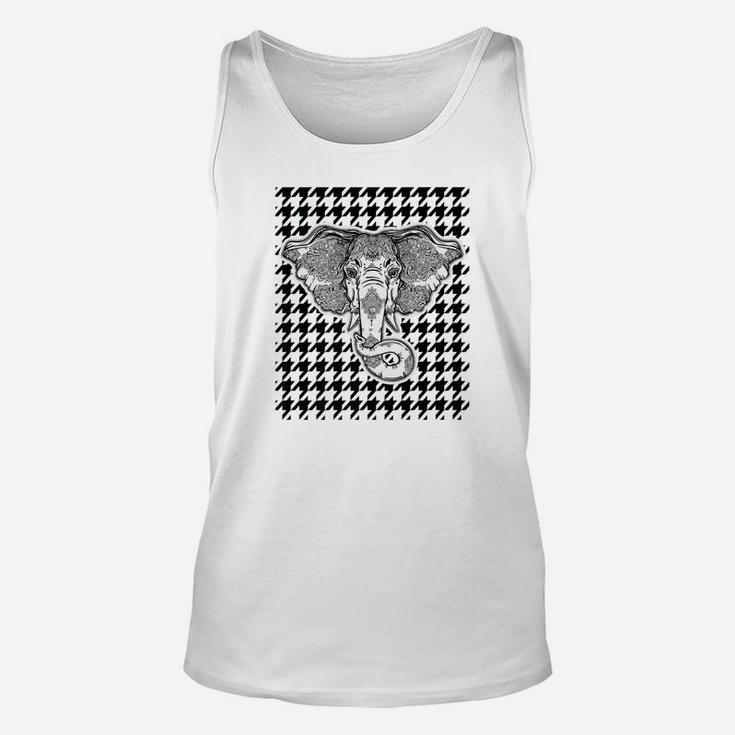 Houndstooth Alabama Black With Elephant Football Graphic Unisex Tank Top