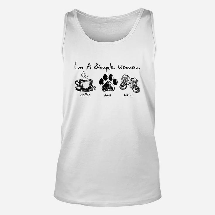 I'm A Simple Woman With Coffee Dogs And Hiking Unisex Tank Top