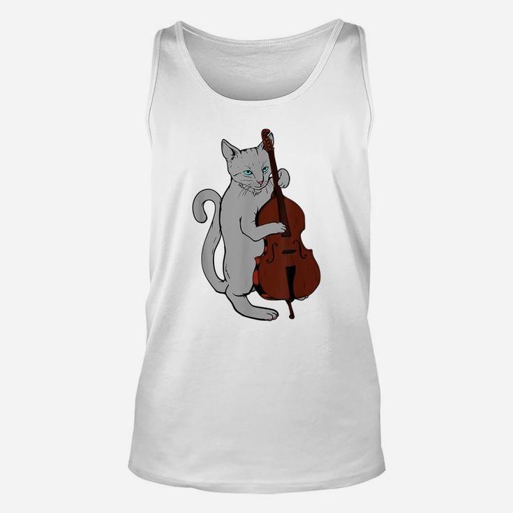 Jazz Cat Playing Upright Bass Shirt Cool Musician Unisex Tank Top