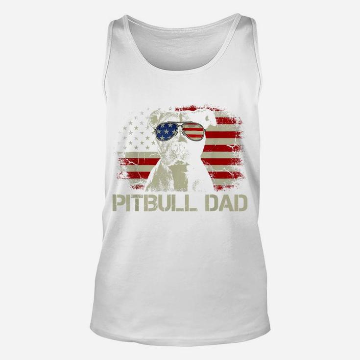 Mens Best Pitbull Dad Ever Shirt American Flag 4Th Of July Gift Unisex Tank Top
