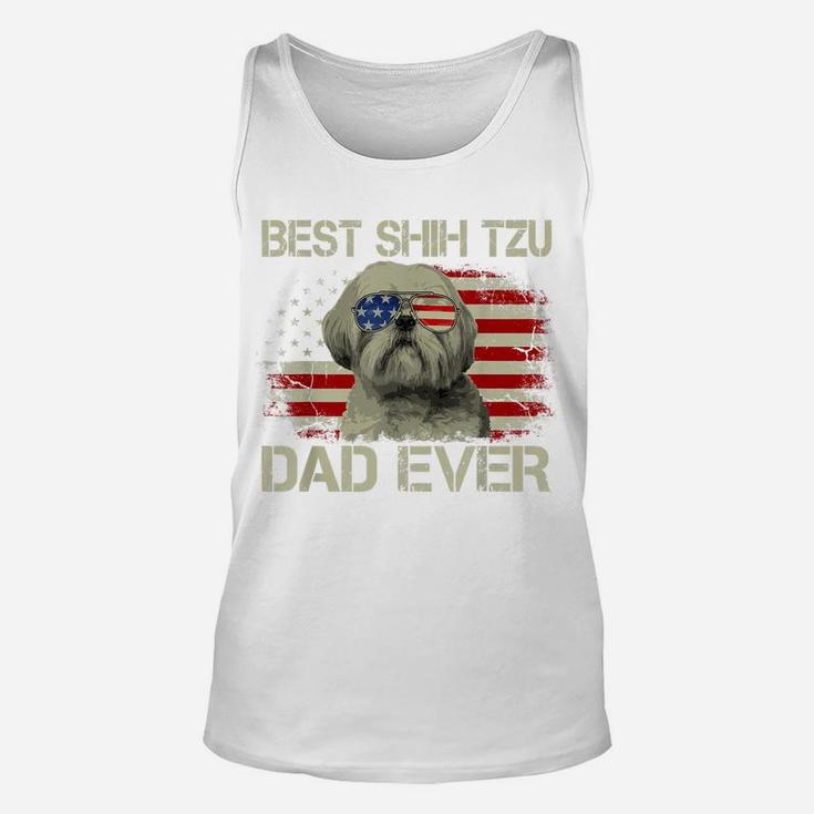 Mens Best Shih Tzu Dad Ever Tshirt Dog Lover American Flag Gift Unisex Tank Top