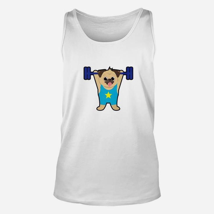 Pug Weight Lifting Funny Dog Lover Workout Fitness Gym Shirt Unisex Tank Top