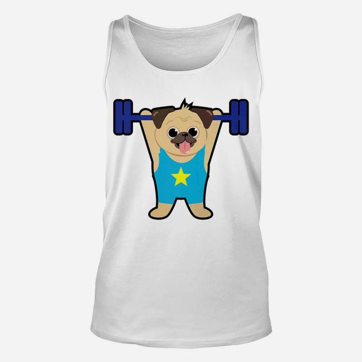 Pug Weight Lifting Funny Dog Lover Workout Fitness Gym Unisex Tank Top