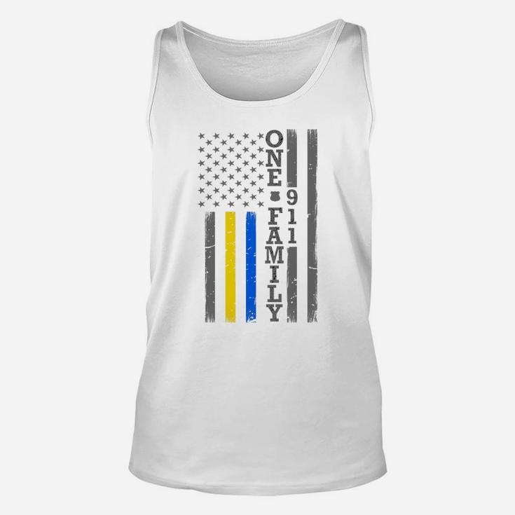 Thin Blue Gold Line Flag - One Family - Police Dispatcher Sweatshirt Unisex Tank Top