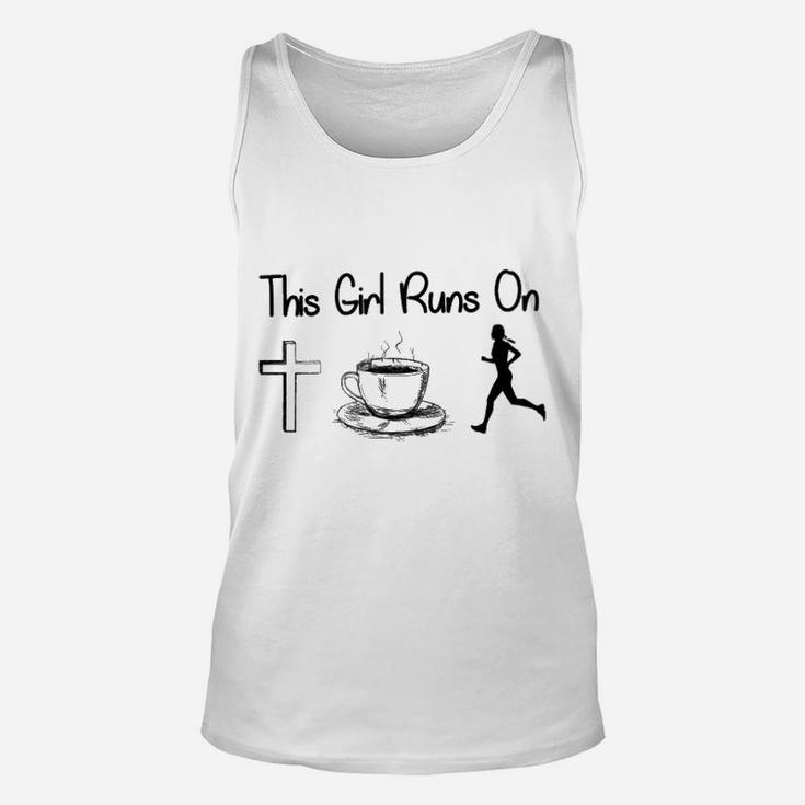 This Girl Runs On Jesus - Coffee And Running Unisex Tank Top