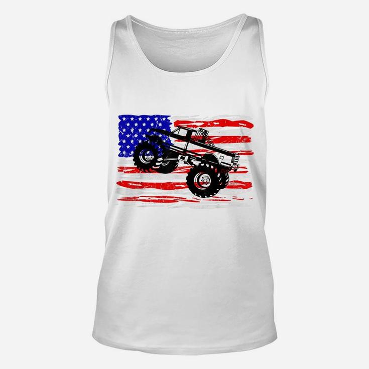 US Flag Monster Truck Tshirt American Trucks Cars Lover Tee Unisex Tank Top