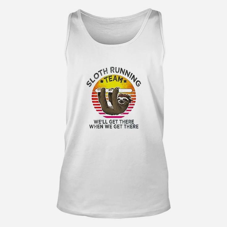 Vintage Sloth Running Team We'll Get There When We Get There Unisex Tank Top