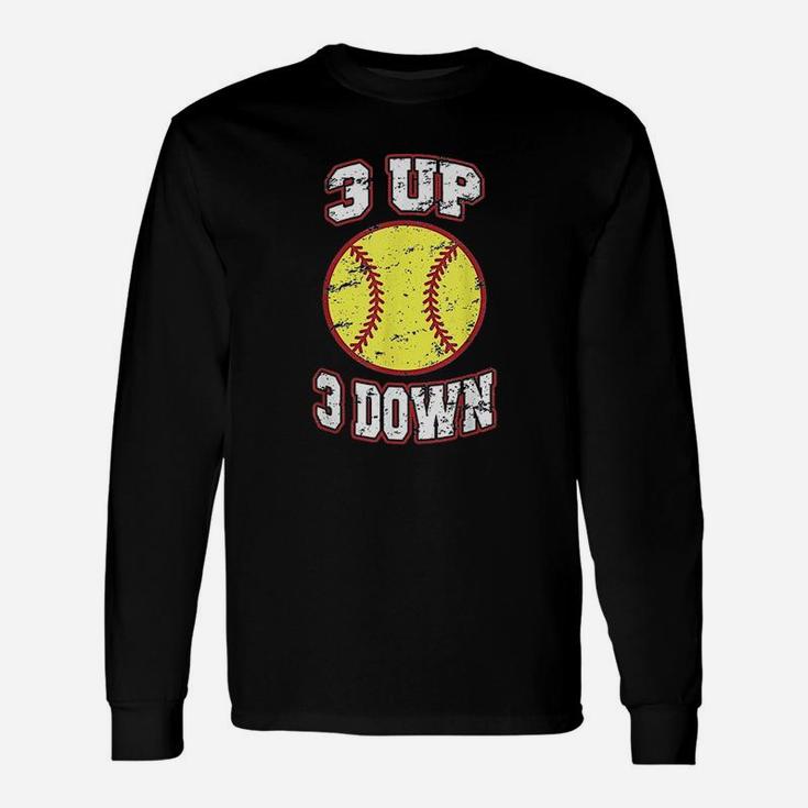 3 Up 3 Down Softball Fun Cute For Moms Dads Gifts Unisex Long Sleeve