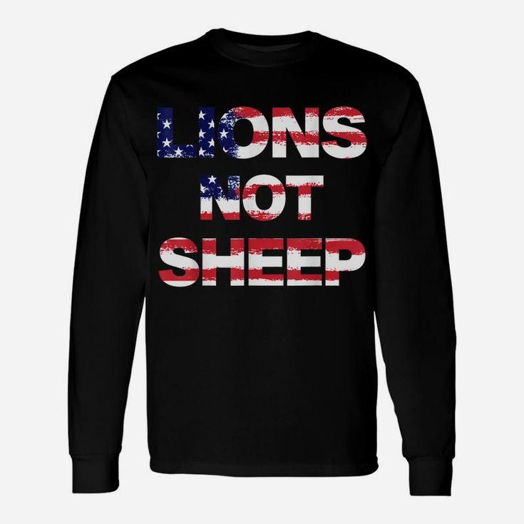 4Th Of July Lions Not Sheep Vintage American Patriot Flag Unisex Long Sleeve