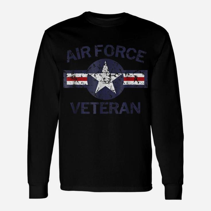 Air Force Veteran With Vintage Roundel Grunge Unisex Long Sleeve
