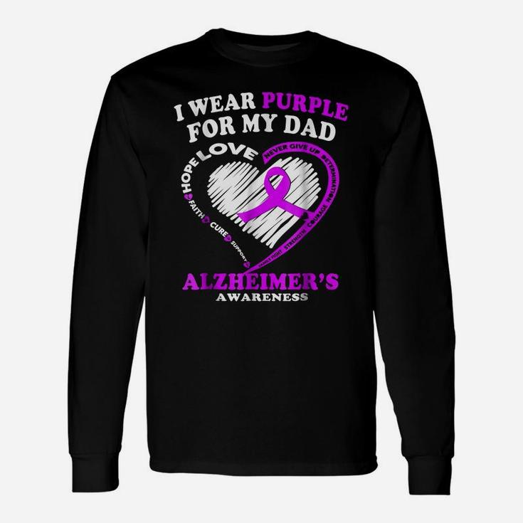 Alzheimers Awareness Shirt - I Wear Purple For My Dad Unisex Long Sleeve