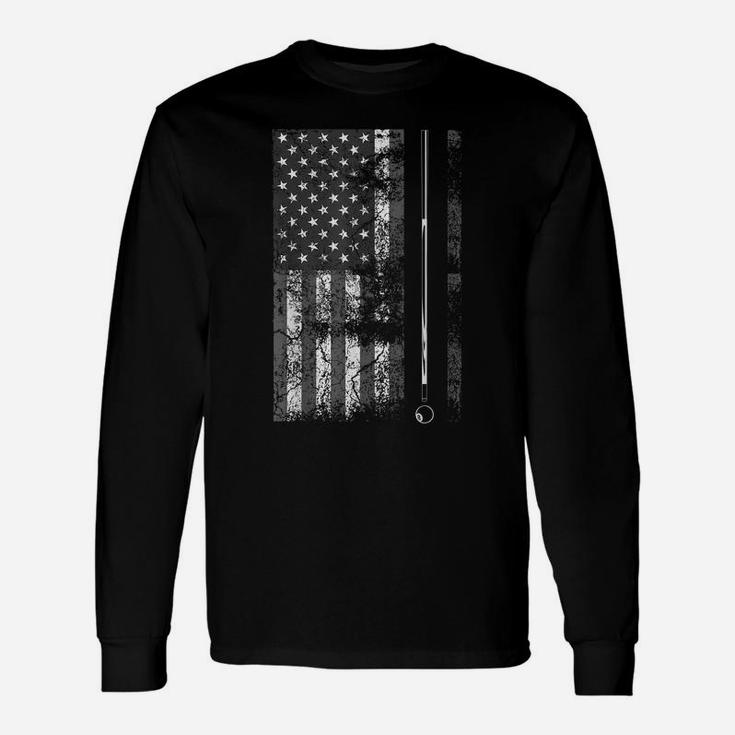 American Flag Billiard Stick Cute Table Game Funny Usa Gift Unisex Long Sleeve
