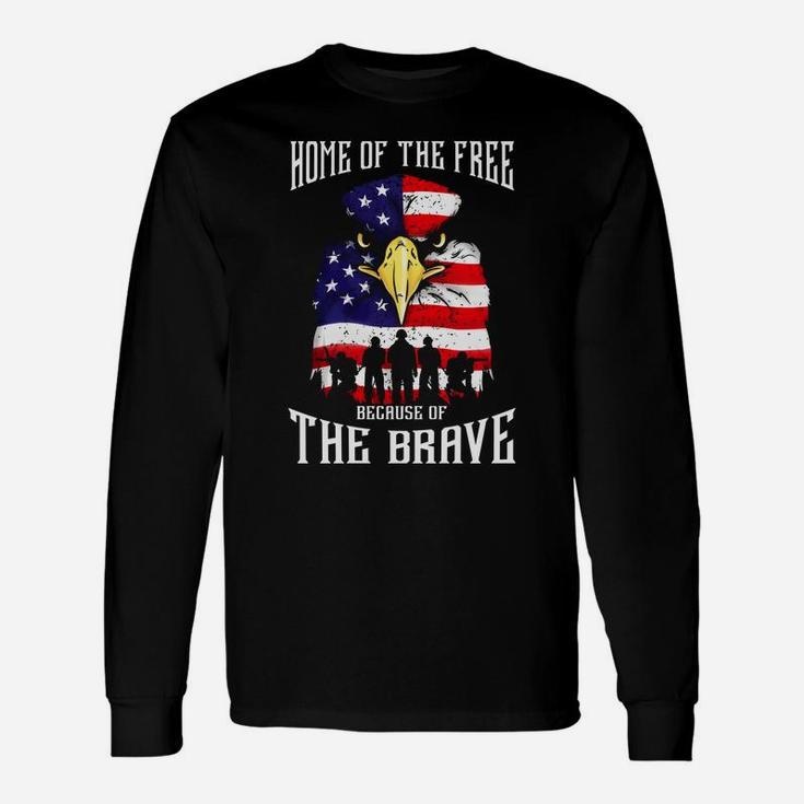 Bald Eagle American Flag Military Veterans Patriotic Brave Sweatshirt Unisex Long Sleeve