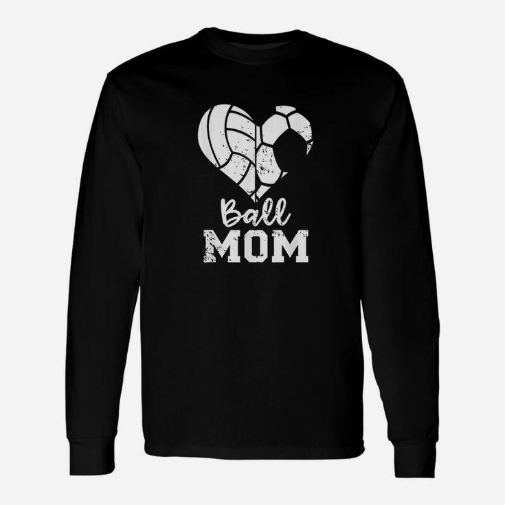 Ball Mom Heart Funny Soccer Volleyball Mom Unisex Long Sleeve