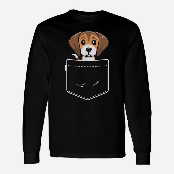Beagle Dog In Pocket Tee Shirts Men Women Beagle Lover Gift Unisex Long Sleeve