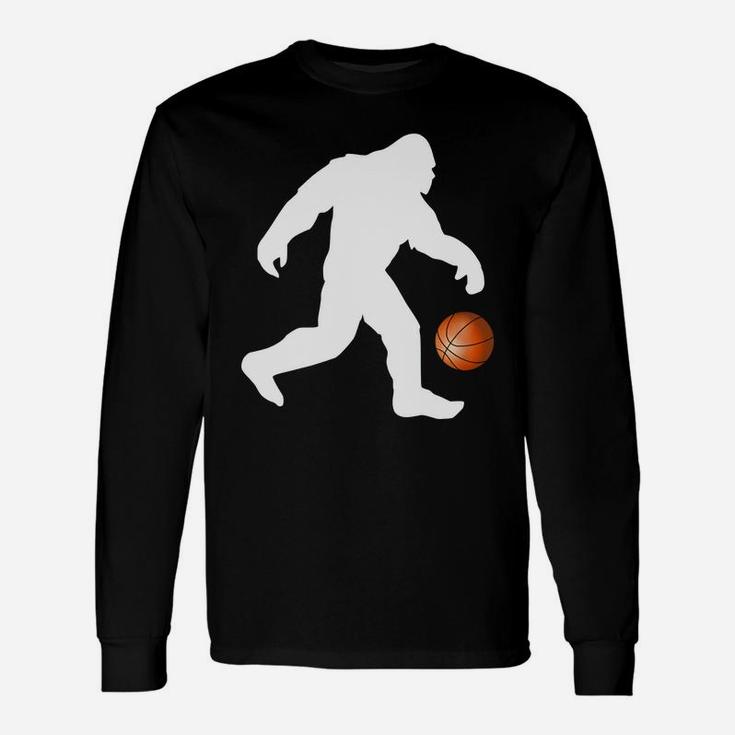 Bigfoot Playing Basketball Shirt, Funny Novelty Tee Unisex Long Sleeve