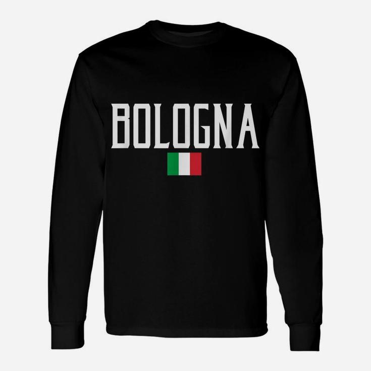 Bologna Italy Flag Vintage White Text Unisex Long Sleeve