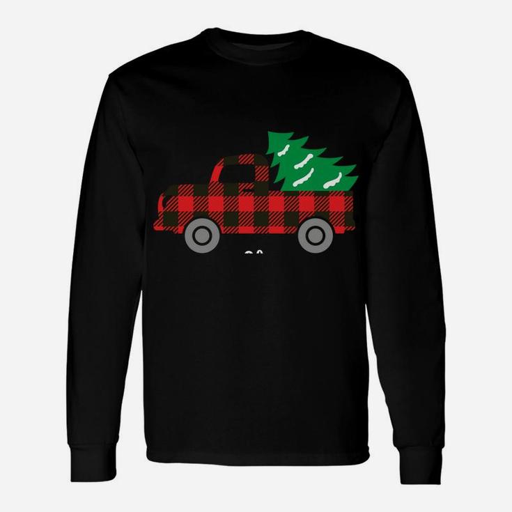 Buffalo Plaid Christmas Tree Red Truck Unisex Long Sleeve