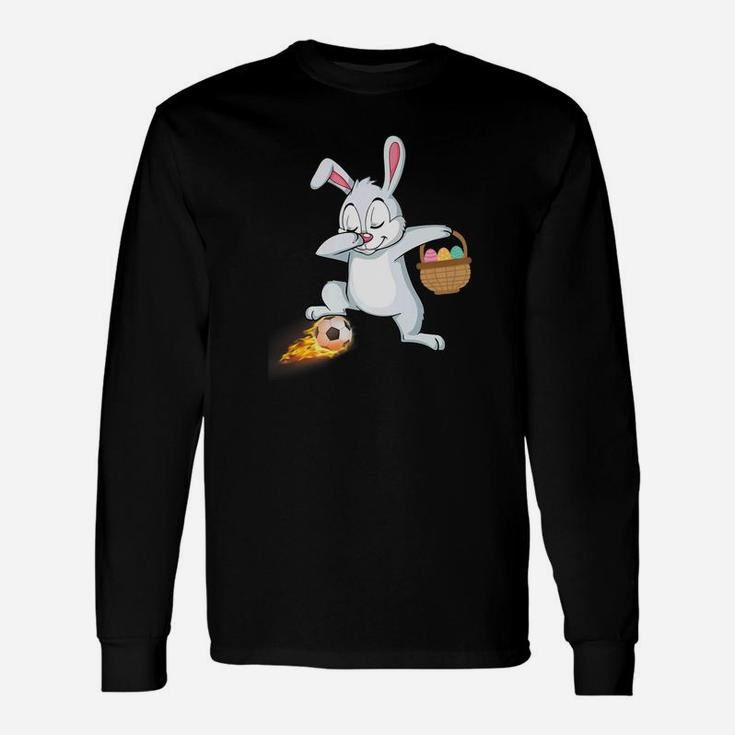 Bunny Rabbit Easter Eggs Dabbing Playing Fire Soccer Unisex Long Sleeve