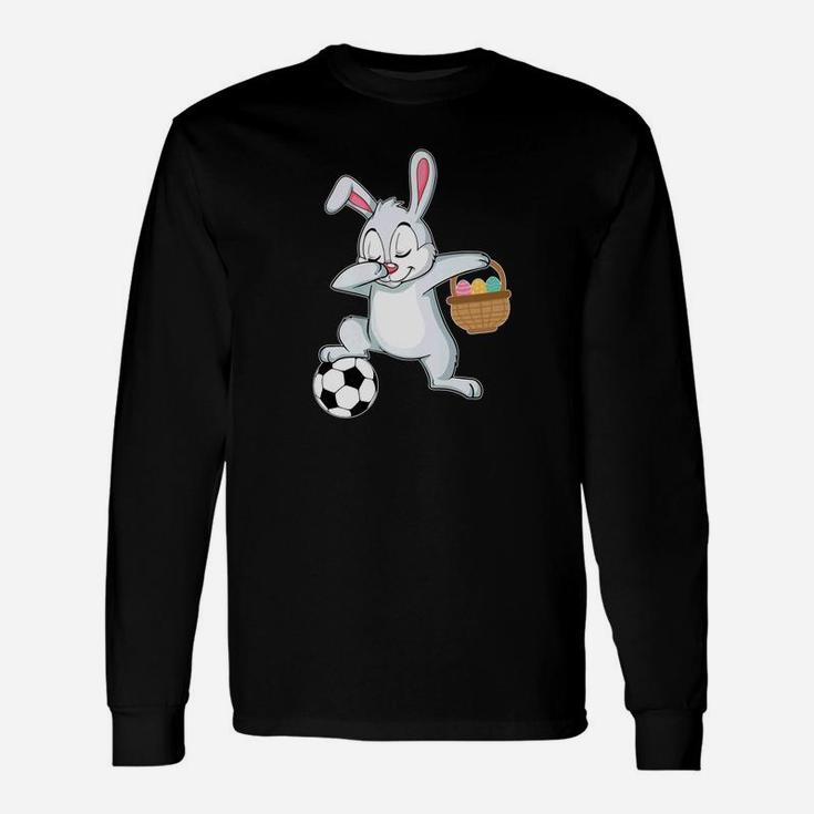 Bunny Rabbit With Easter Eggs Dabbing Playing Soccer Unisex Long Sleeve
