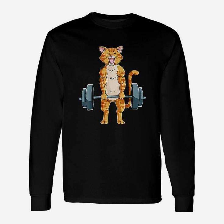 Cat Deadlift Powerlifting Gym Lifting Weights Unisex Long Sleeve