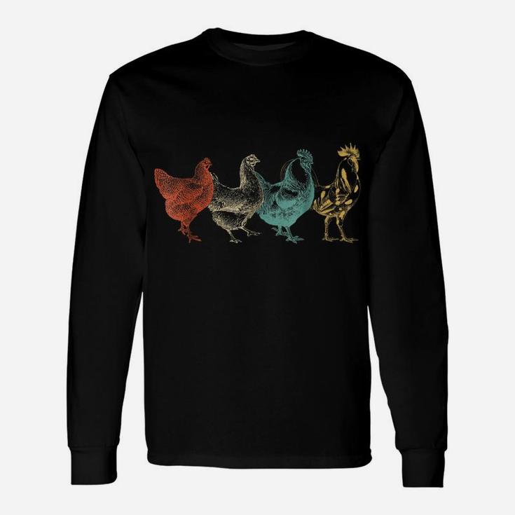 Chicken Vintage T Shirt Funny Farm Poultry Farmer Gifts Tees Unisex Long Sleeve