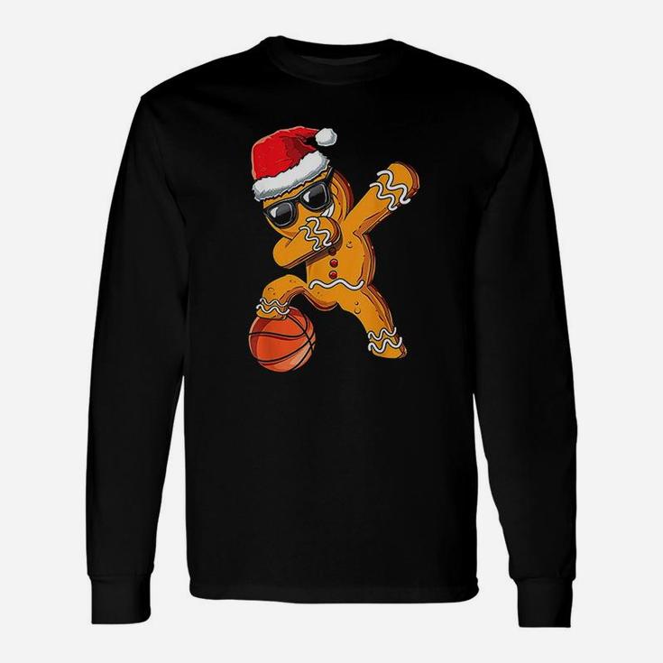 Christmas Dabbing Gingerbread Man Dab Cool Basketball Gift Unisex Long Sleeve